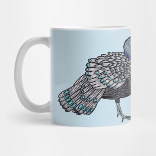 Bornean peacock-pheasant bird cartoon illustration Mug